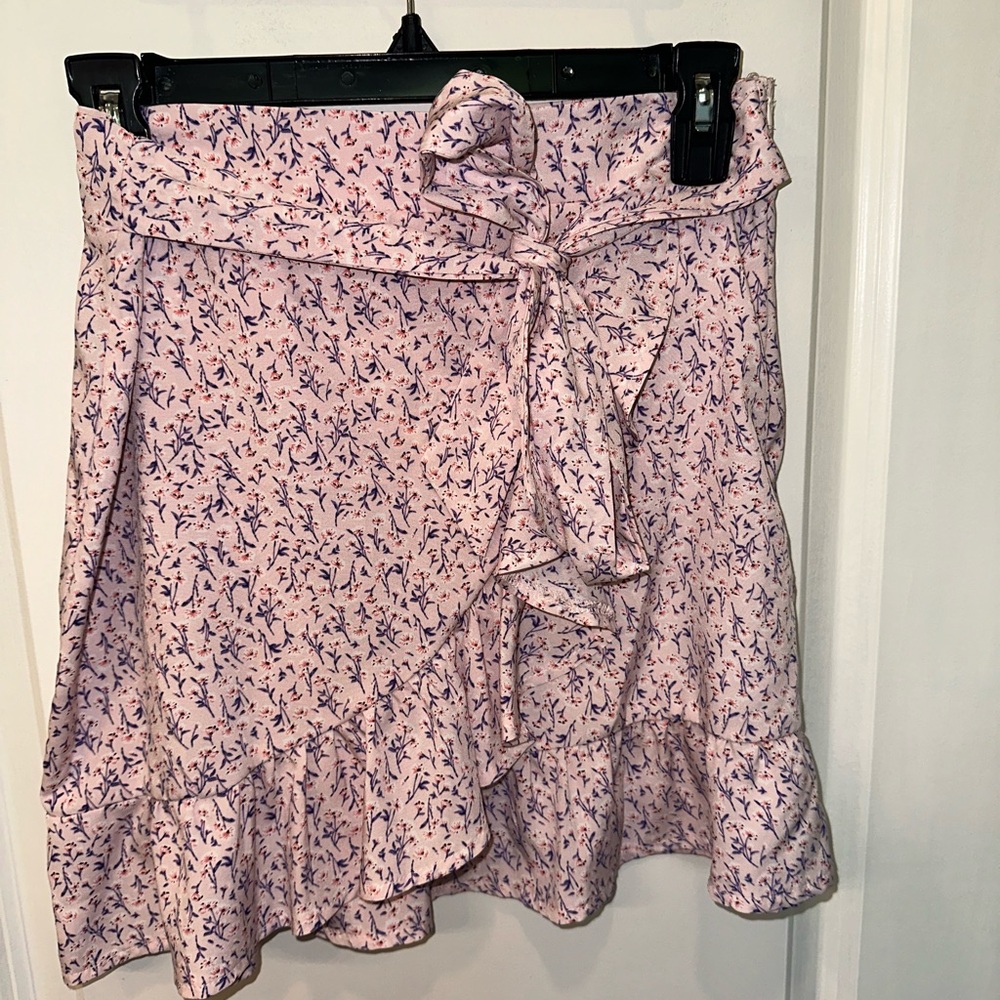Pink Floral Wrap Skirt